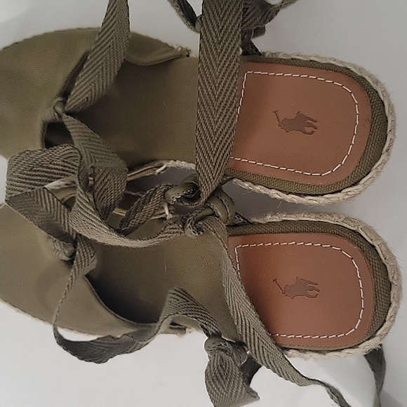 Ralph Lauren Olive Green Espadrille Wedge Sandals Size 7 New - Picture 6 of 11